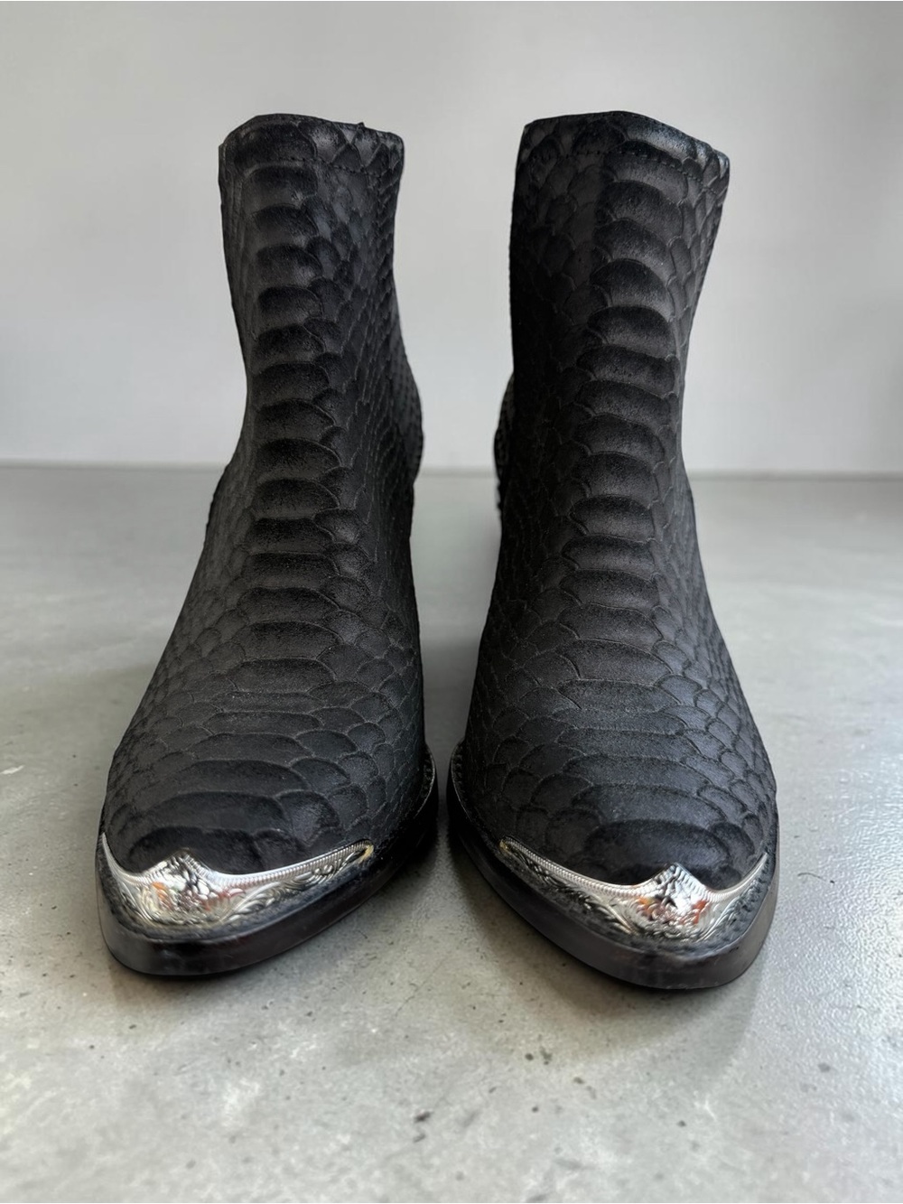 Jeffrey Campbell Cromwell Black Snake Print Cutout Western Ankle Booties - Picture 5 of 15